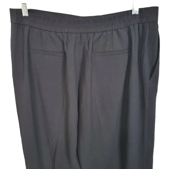 Ann Taylor Sz LP L Petite Pants Cropped Stretch Waist Zip Lace Fringe Hem Black - Picture 5 of 12